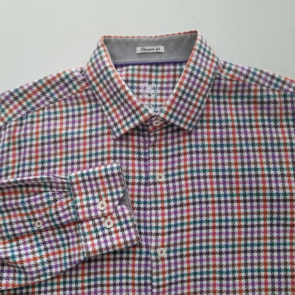 Bugatchi Uomo‎ Button Front Long Sleeve Shirt Shaped Fit Mens Size Large